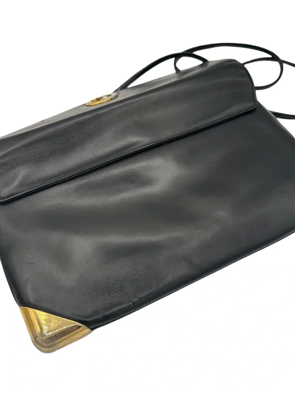 Christian Dior Leather Shoulder Bag CD Logo Plate/Black, GUC